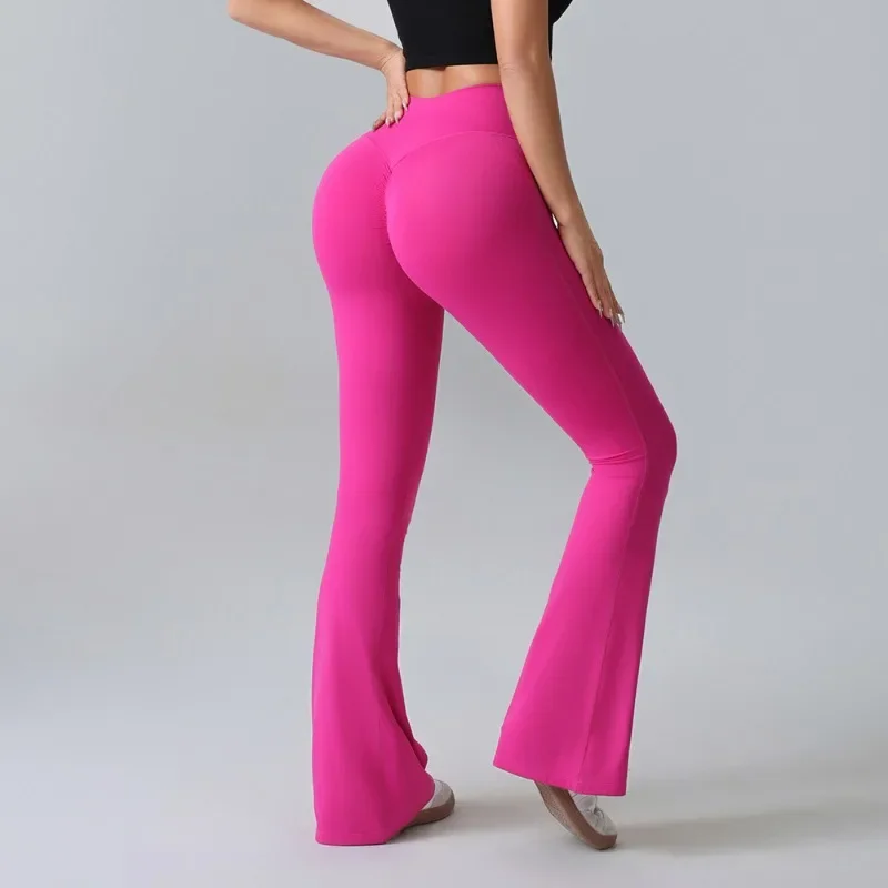 New Peach Hip Flared Pants for Women,Yoga Pants High Waisted Tight Pants,Wide Leg Pants,Quick Drying Running Sports Pants  Women