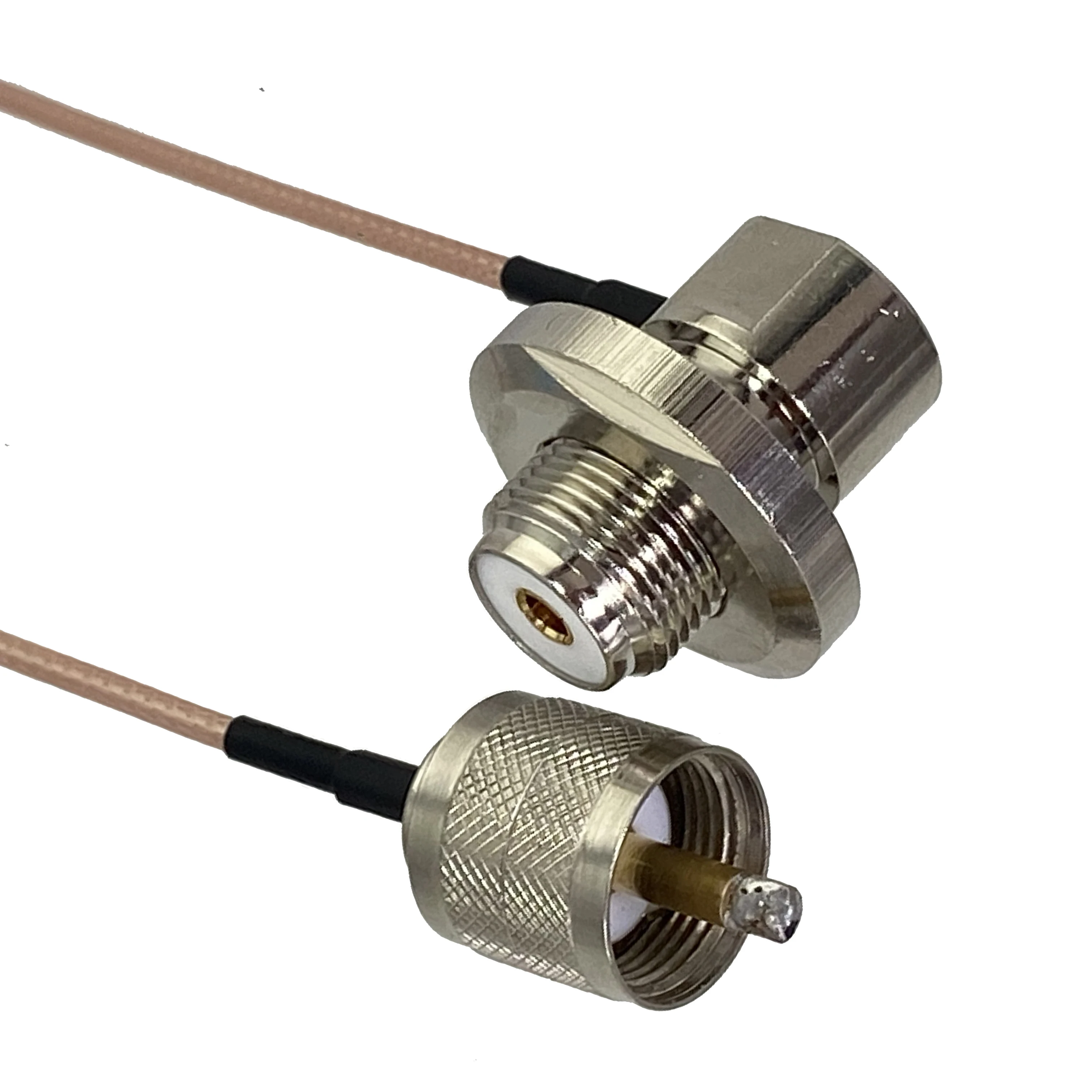 RG316 UHF PL259 Male Plug to UHF SO239 Female Jack Bulkhead Right angle RF Jumper pigtail Cable 10M~20M