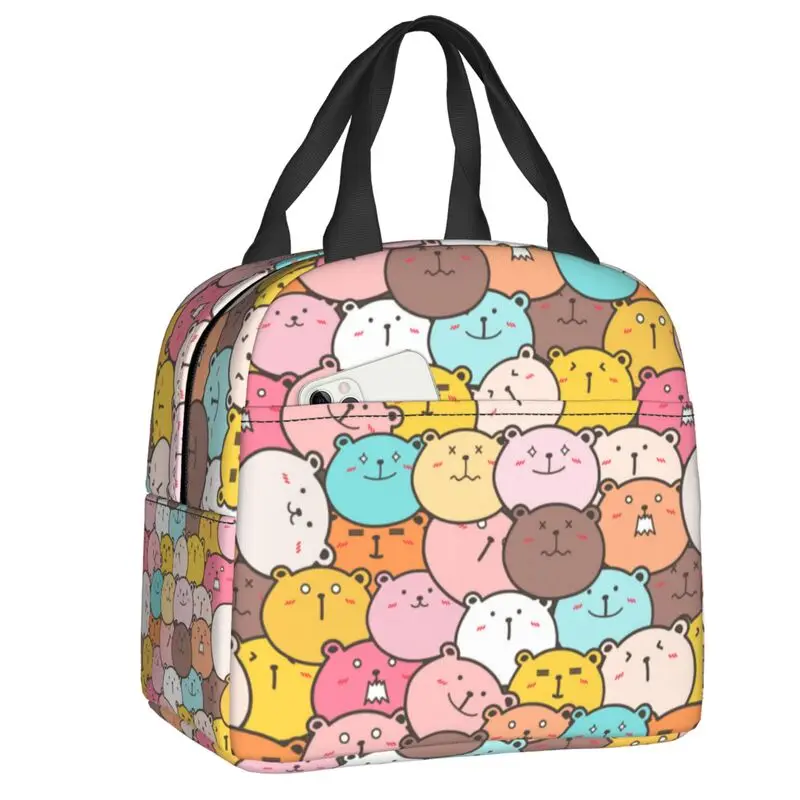 

Cartoon Kitten Cat Insulated Lunch Box for Women Portable Warm Cooler Thermal Lunch Bag School Food Picnic Container Tote Bags