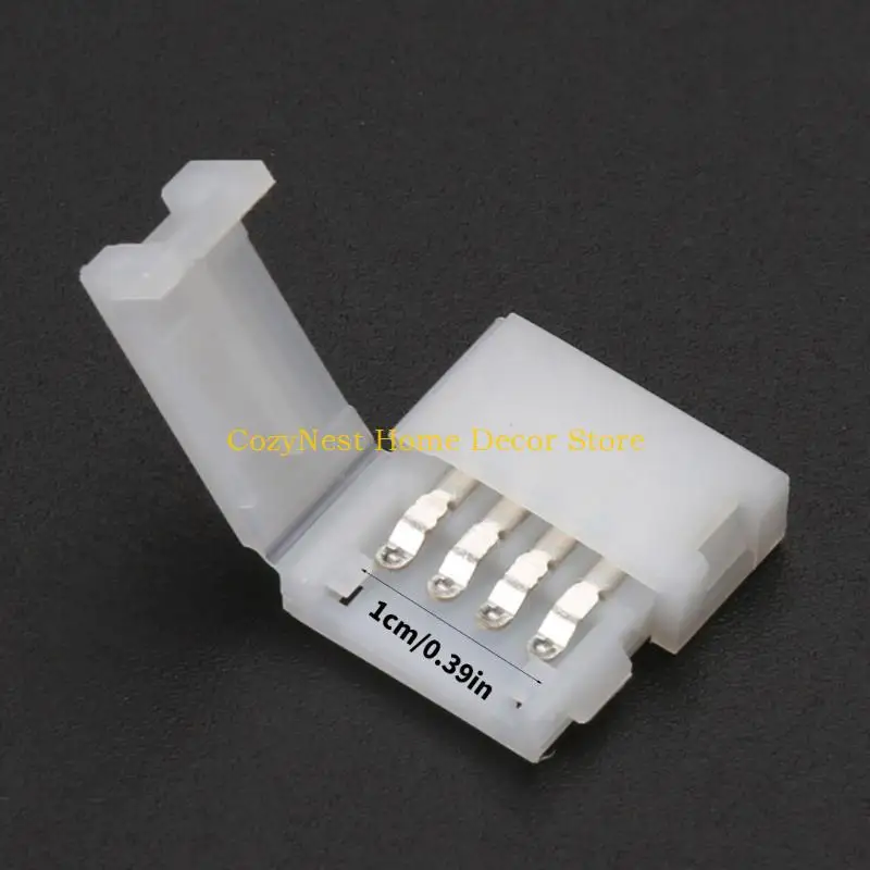 92MF Solderless Clip-On Con.cector 4 Pin 10mm for 5050 RGB LED Strip Light