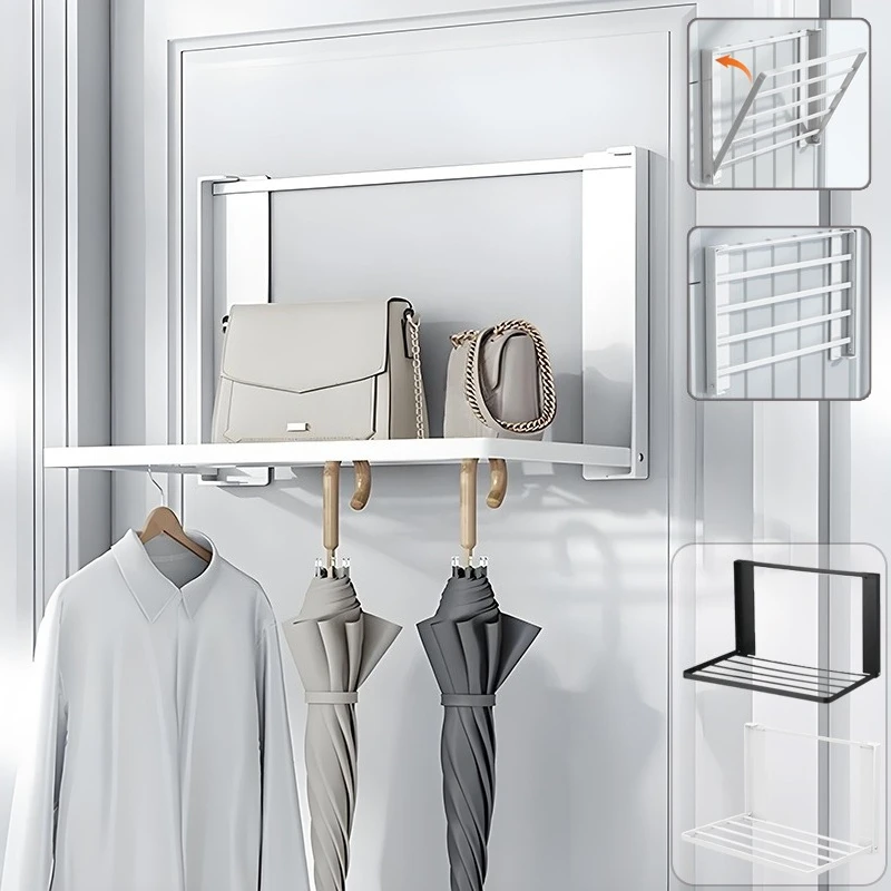 

1PC 2025 New Magnetic Storage Rack Space-saving Folding Clothes Rack Towel Racks for Bathroom Kitchen Balcony Storage Rack 욕실 선반