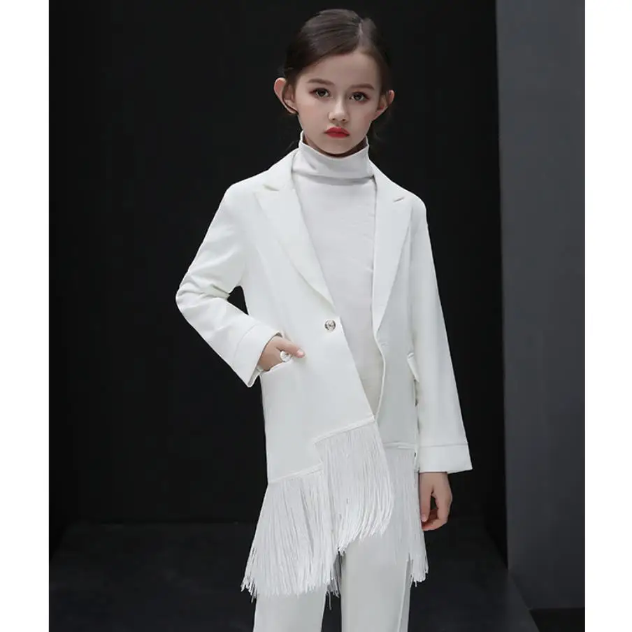 

Girls' Suit Children's Catwalk Piano Host Performance Costume Kids Birthday Baptism Formal Party Evening Gown Blazer Sets A3223