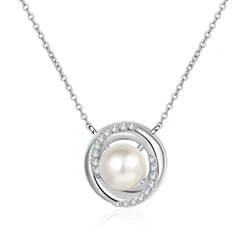 Collana in argento Sterling S925 Moissanite 8mm perle ciondolo rotondo catena di lusso eleganza collare per le donne