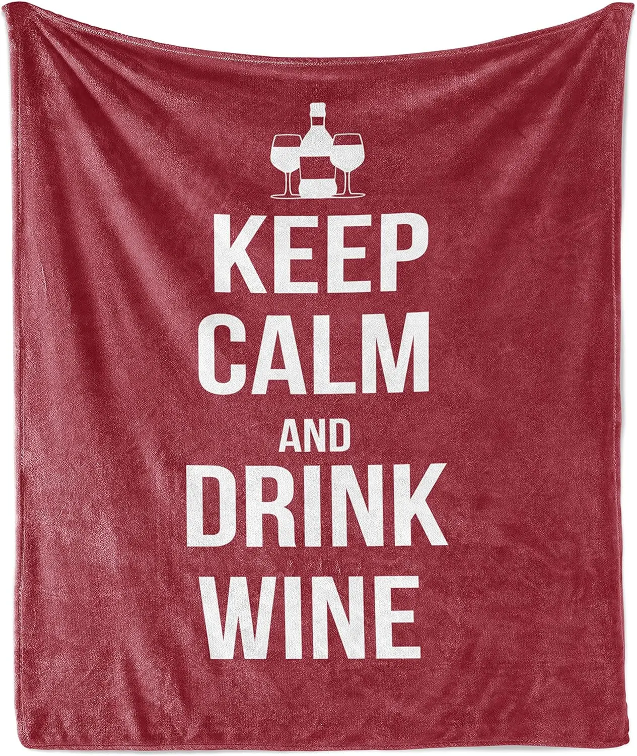 Manta de forro polar de franela suave Keep Calm, tema de vino con botella y 2 vasos, eslogan popular sobre la deriva alcohólica
