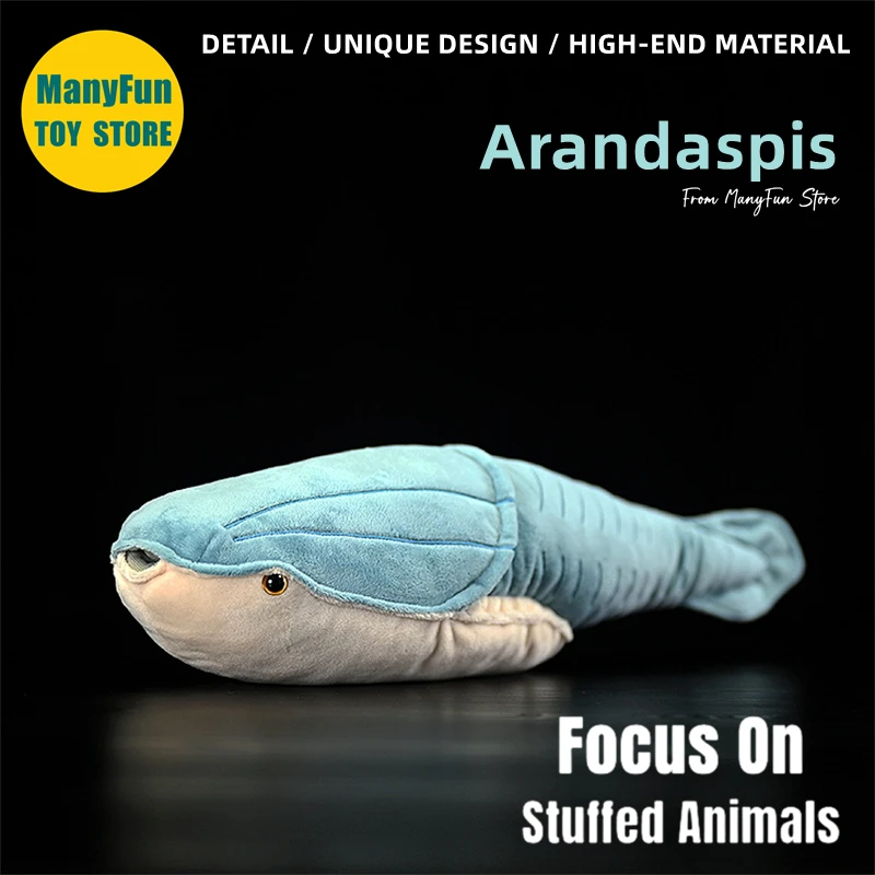 Arandaspis Fish Plush Toy High Fidelity Ordovician Plushie Fossil Peluche Lifelike Stuffed Animals Simulation Doll Toy Gifts Kid