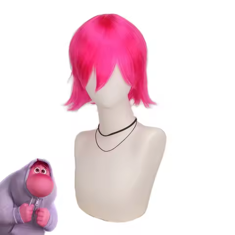 Anime Embarrassment Wig inside out2 Heat Resistant Synthetic Cosplay Costume Party Wig Short Rose Pink
