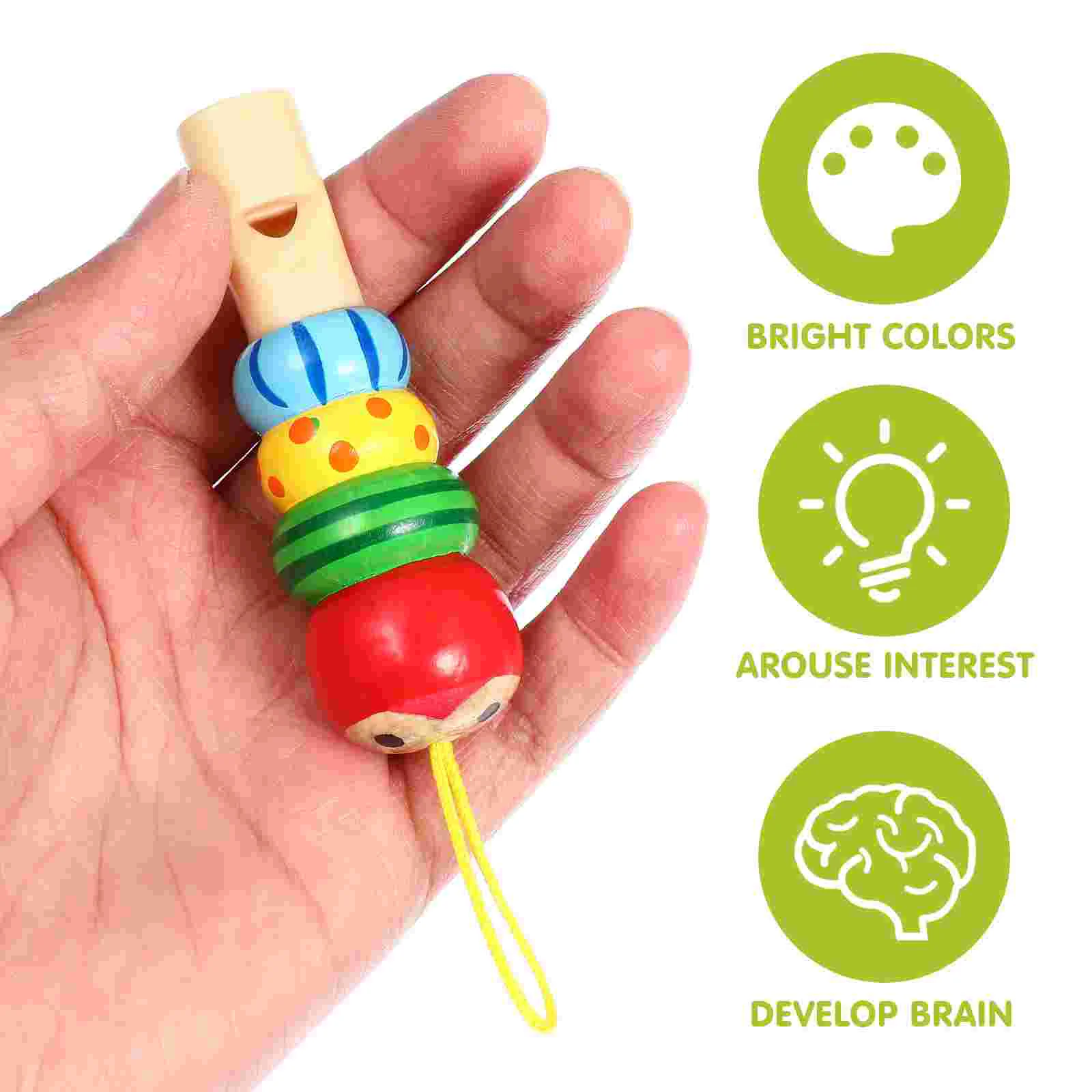 3 Pcs Animal Whistle with Lanyard Toys Educational Musical Gifts Childrens Loud Sound Train Wooden for Kids