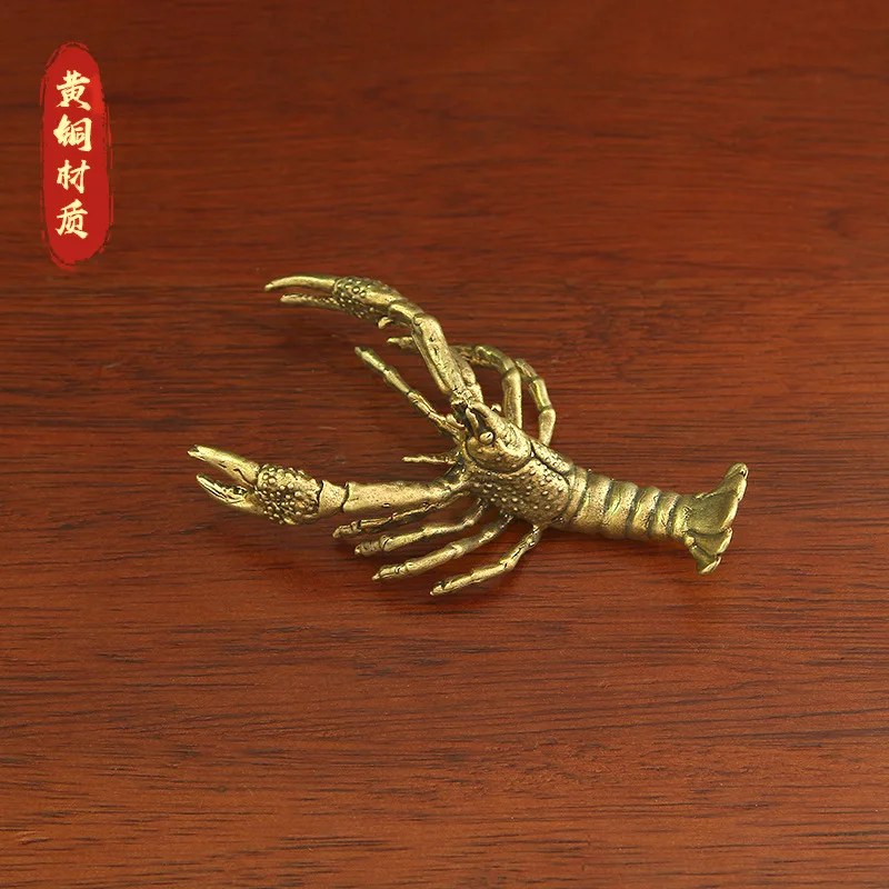 Creative Brass Lobster Ornament Vintage Distressed Table Tea Pet Collectible Miniature Landscape