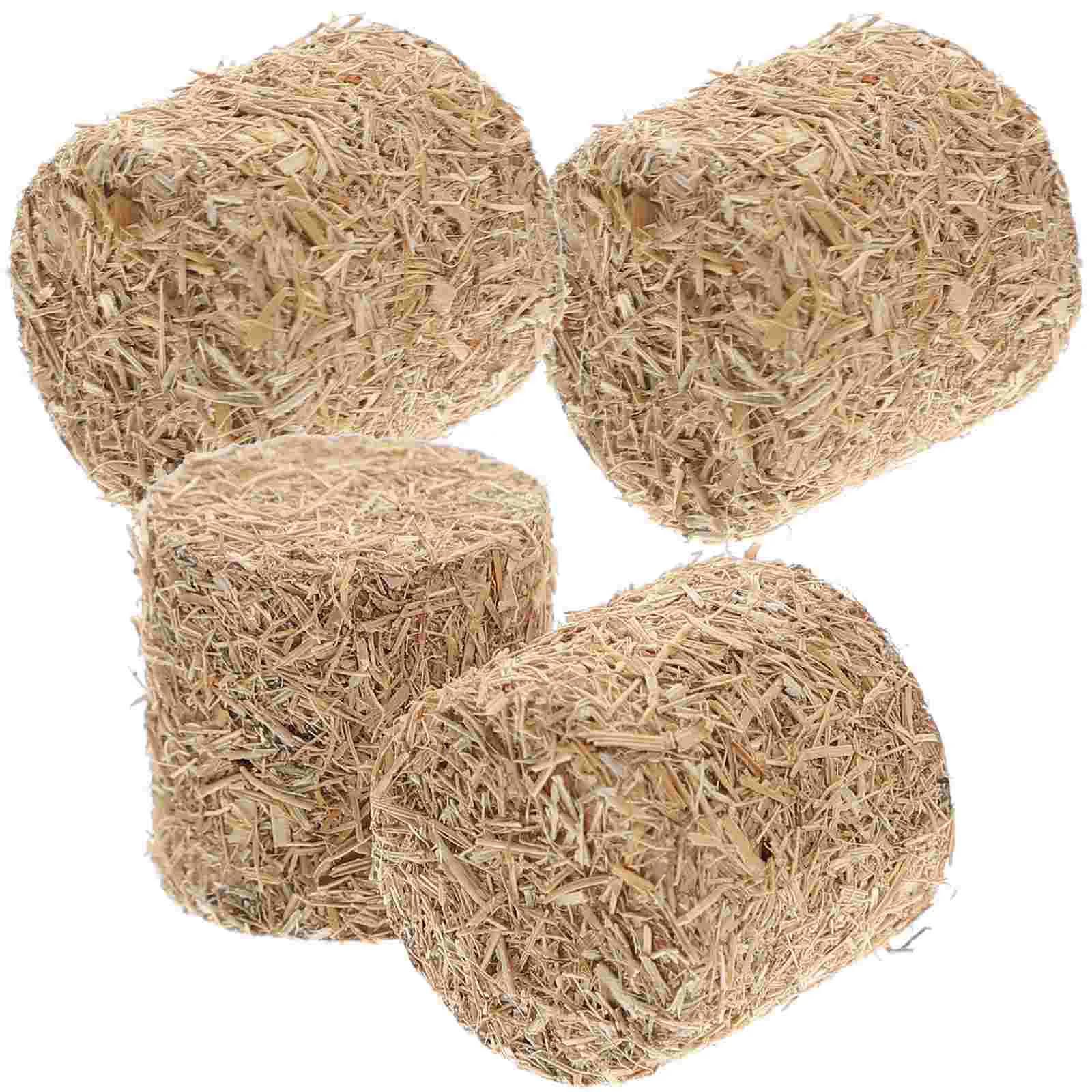 4 Pcs Crafts Mini Haystack Model Office House Wood Stackable Yard Scene Decor