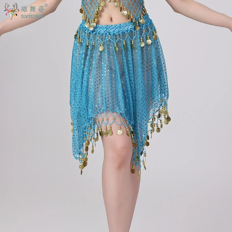 BellyDance Korte Rok Vrouwen Tribal India Dans Praktijk Training Kleding Volwassen Glanzende Stage Performance Kostuum Party Prom Rok
