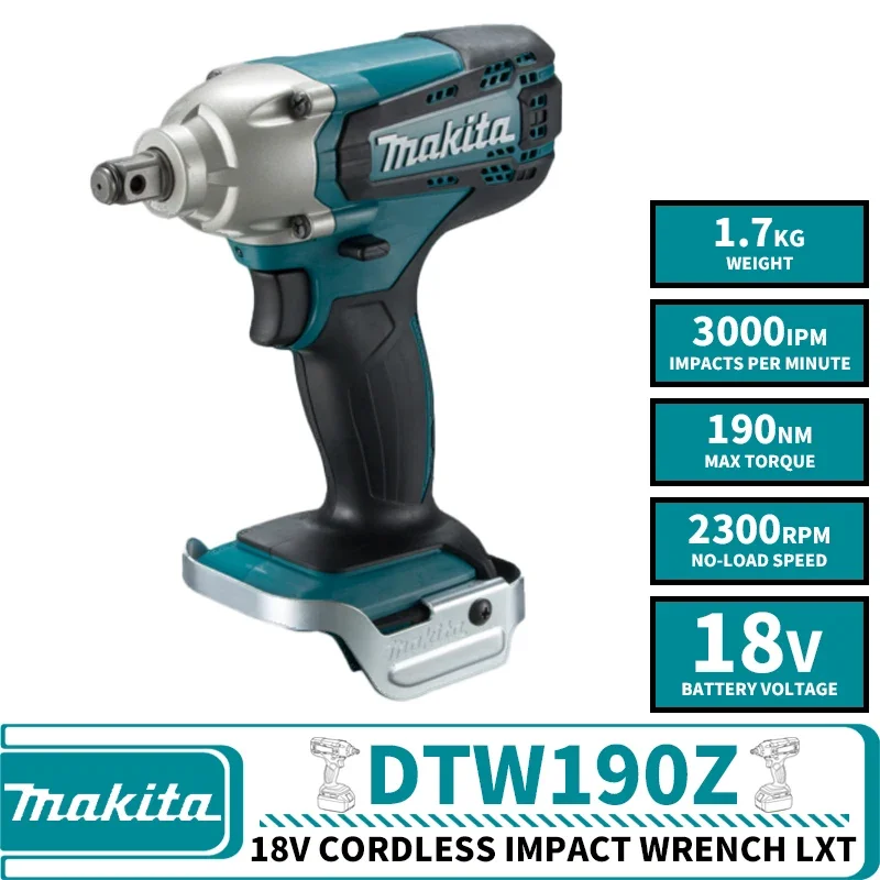 Makita DTW190Z Cordless Impact Wrench LXT 18V Lithium Power Tools 2300RPM 190NM 3000IPM High Torque