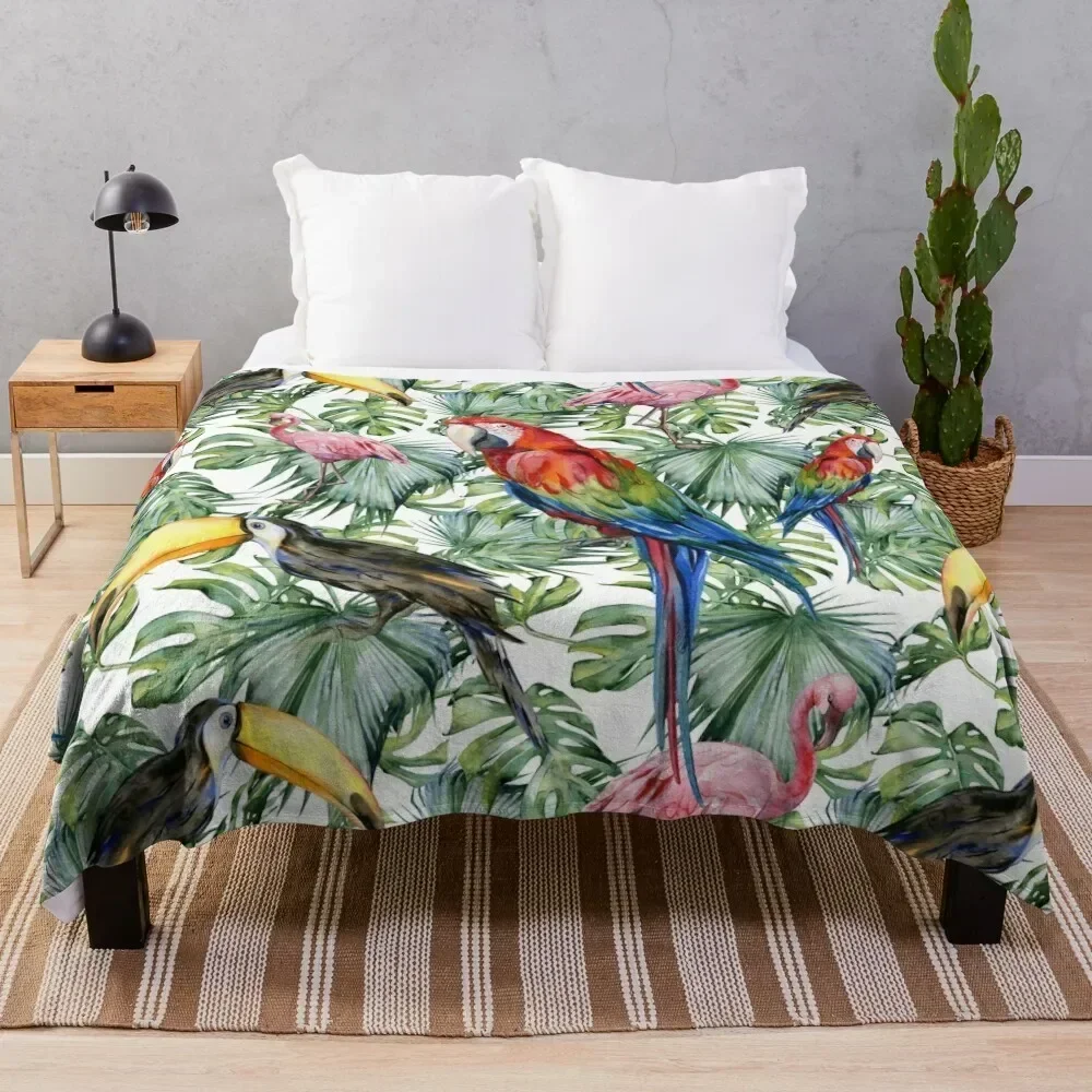 

TROPICAL JUNGLE PATTERN Throw Blanket Modern Design Soft Blanket for Home Decor