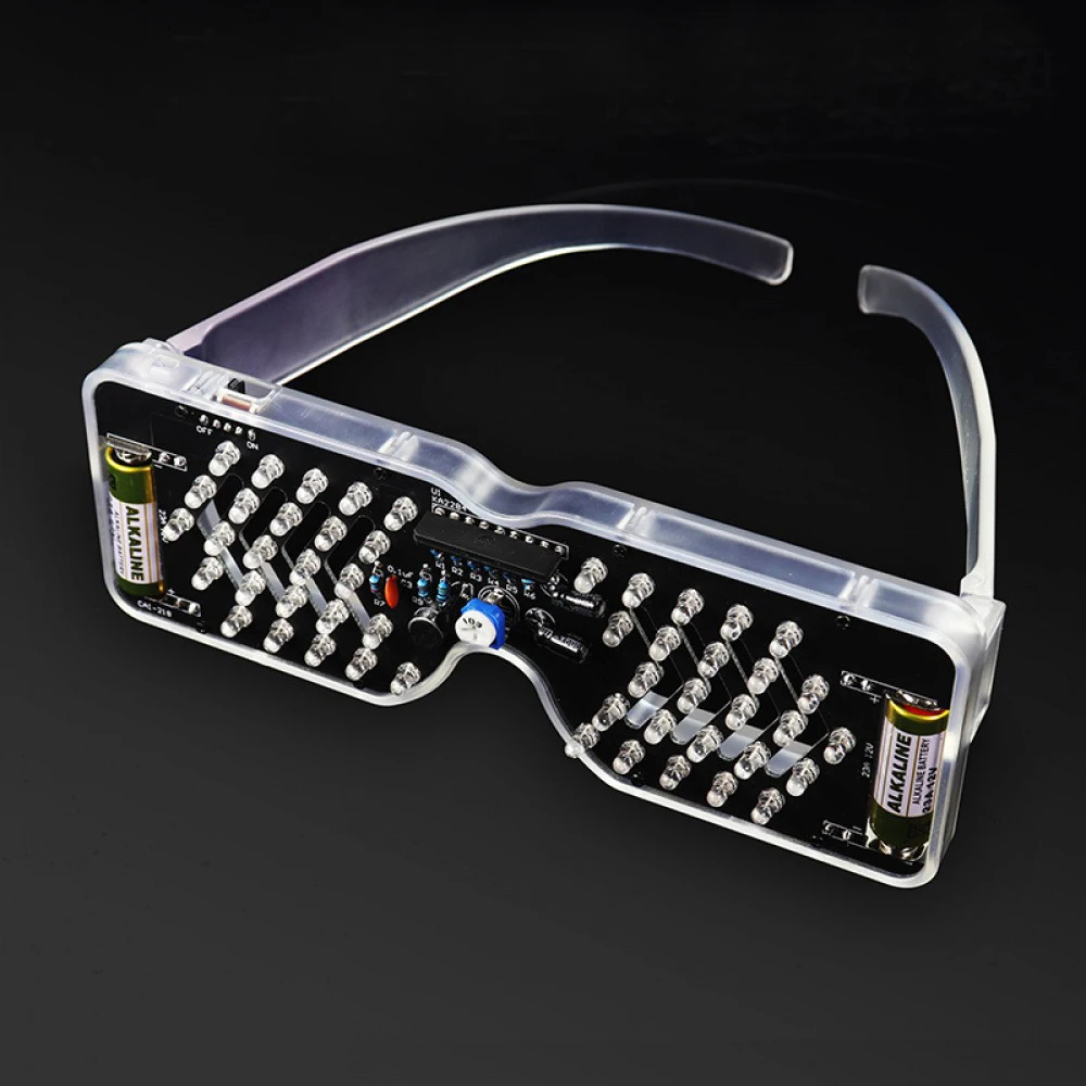 صوت المنشط LED الباعثة للضوء النظارات صنع عدة صمام ثنائي باعث للضوء ضوء وماض لتقوم بها بنفسك مجموعة لحام الجمعية الإلكترونية
