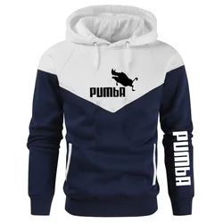 Sudadera con capucha de manga larga para hombre, Jersey deportivo informal, holgado, estampado de empalme, novedad de otoño e invierno, 2024