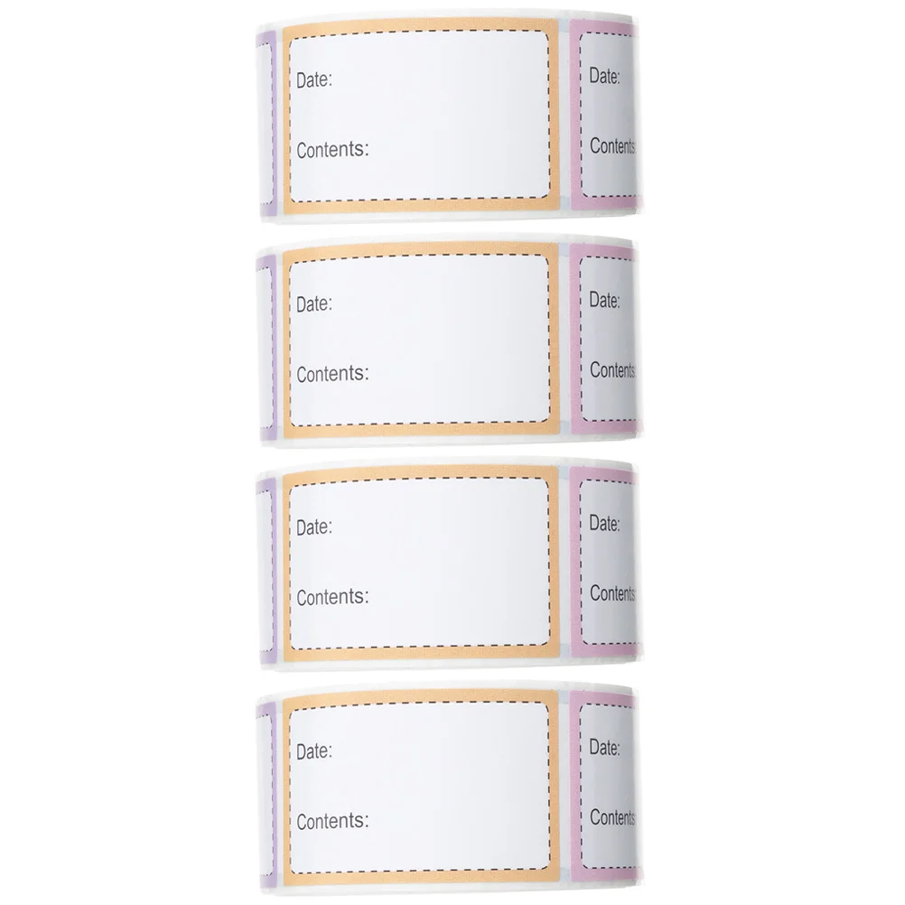 

4 рулона, клейкие этикетки для хранения продуктов питания, наклейки, съемные контейнеры для морозильной камеры, легко очищаемые этикетки для пищевых контейнеров