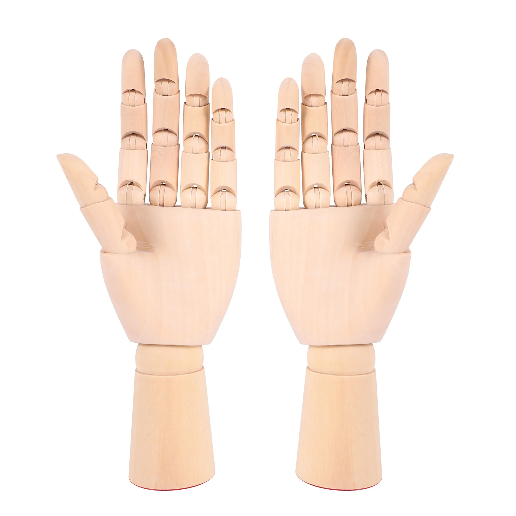 AS53-7inch Wooden Sectioned Opposable Articulated Left/Right Hand Figure Manikin Hand Model for Drawing, Sketching, Painting