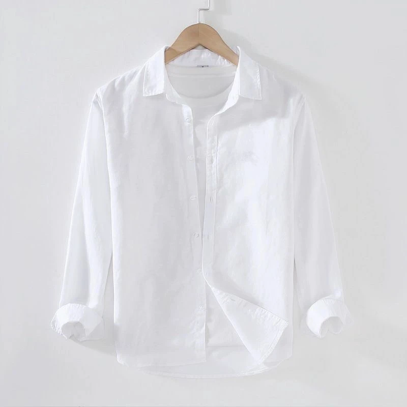 Casual Cotton Linen Men's Shirt Long Sleeve Slim Fit Summer Lightweight Plain Color Fashion Urban Style Spring Unisex Open Ca...