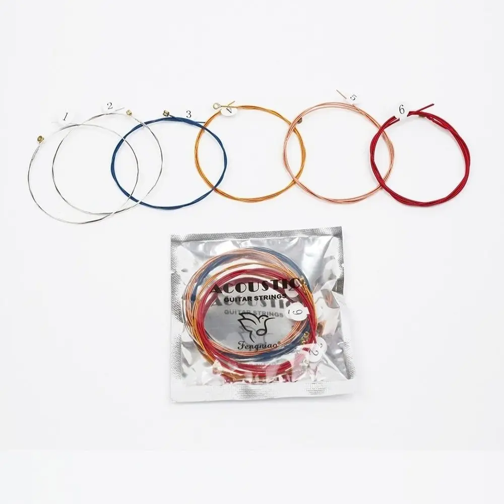 6 sztuk/zestaw Tęczowe struny do gitary akustycznej Struny do gitary Części do gitary Elektryczna gitara Pasek na ramię Kolorowy uniwersalny