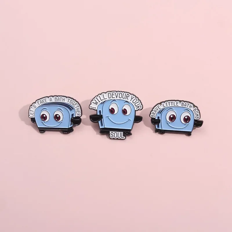 Blue Bread Maker Enamel Pins Funny Phrase Cartoon Brooch Animation Badge Jewelry Gift Metal Accessories Custom Wholesale