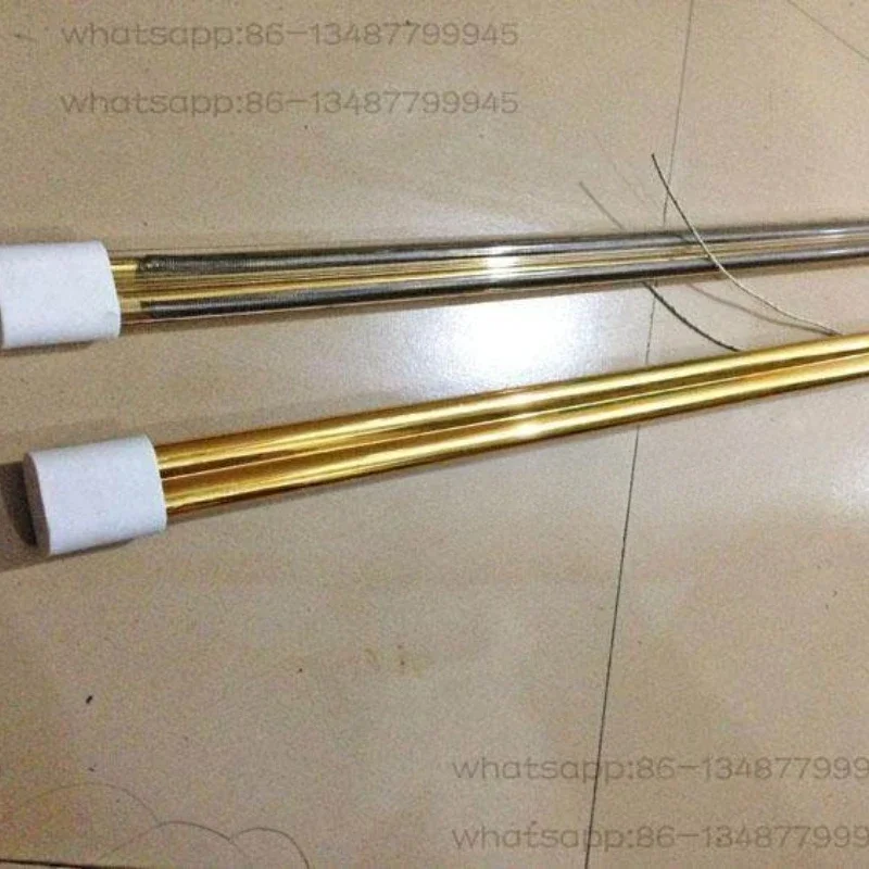 New Gold Plated Twin Tube Infrared Lamp 380V 4KW 1950mm, Golden Heating Tube for Leather Embossing Machine