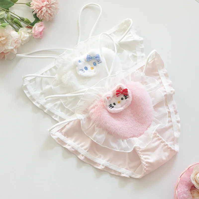 3Pcs Hot Sanrio Girl Cotton Sexy Triangle Pants Kawaii Hello Kitty Comic Fashion Keep Warm Antibacterial T-Back Underpants New