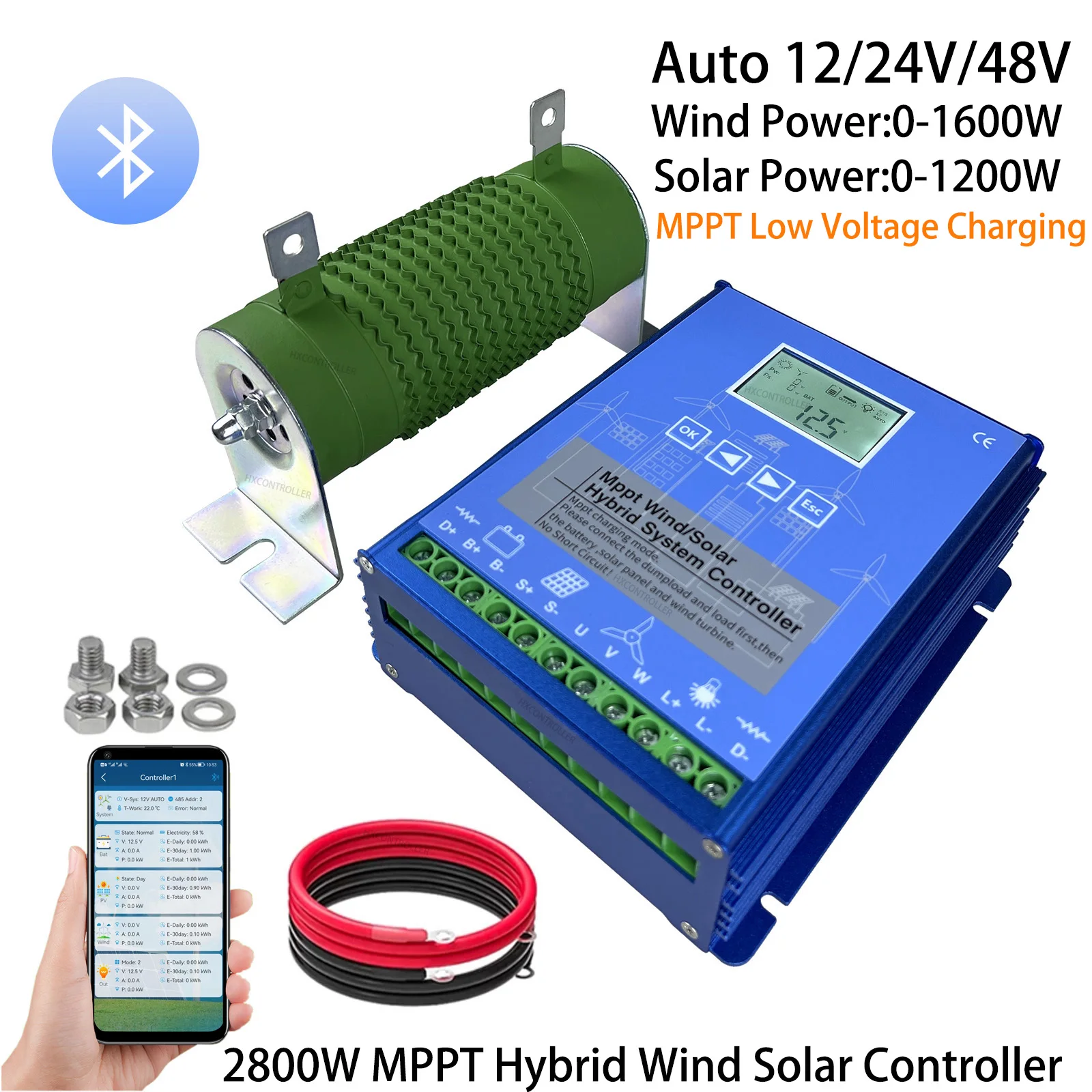 

MPPT Solar Wind Hybrid System Charge Controller 2800W 12V24V48V High Efficiency Regulador Regulator Home Use Wind Generators