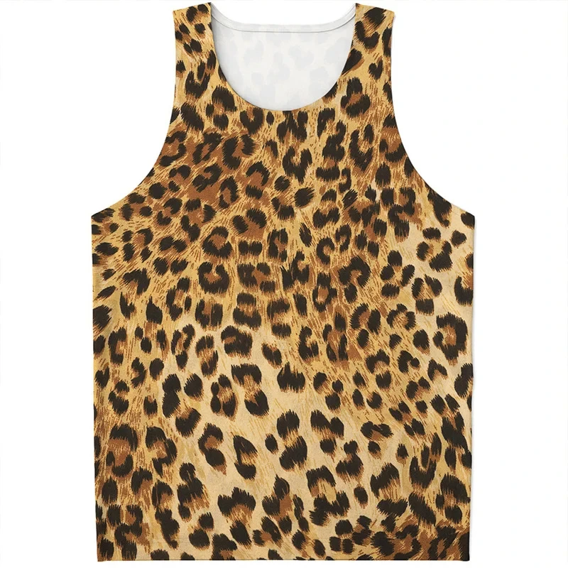 Undershirt 3D Printed Leopard Tank Top For Men Summer Casual Sleeveless T Shirt Animal Skin Graphic Sports Tops Gym Muscle Vest