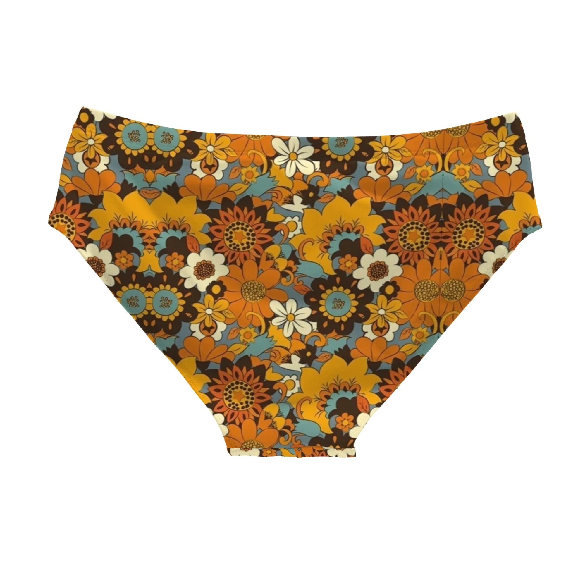 Ethnic Floral Print Men's Swim Trunks Yellow Print Fitted Comfortable Quick-drying for Beach Vacations and Happy Pool Parties