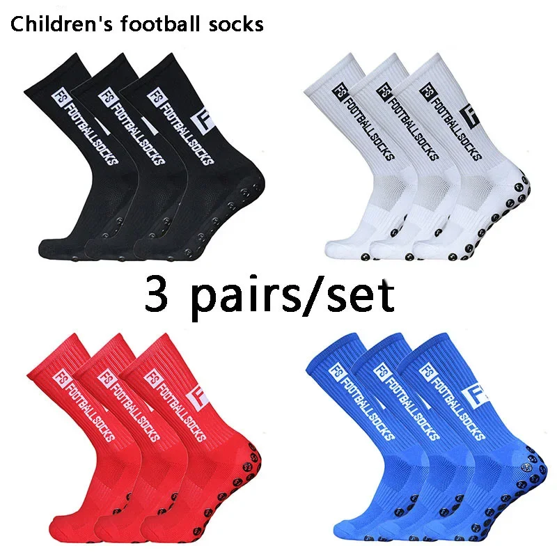 3 pairs 34-39 New children and youth sports breathable soccer socks square silicone non-slip grip football socks futbol