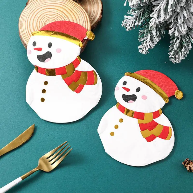 Christmas Snowman Paper Napkin Holiday Table Decor Printing Paper Towel Christmas Design Paper Napkins Tableware Decor Paper