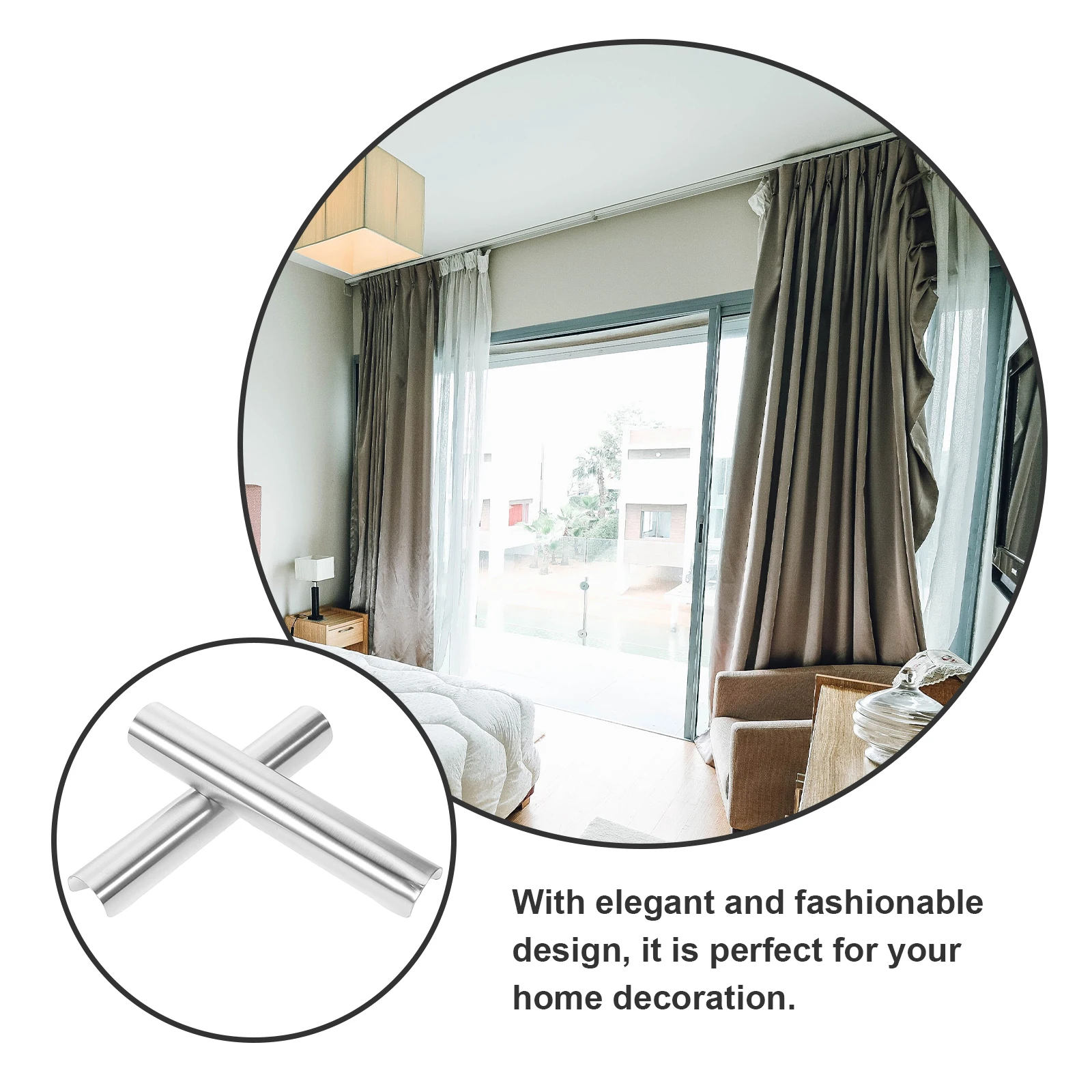 

Attaches Curtain Track Connector Rod Fitting Accessories Silver Stainless Steel