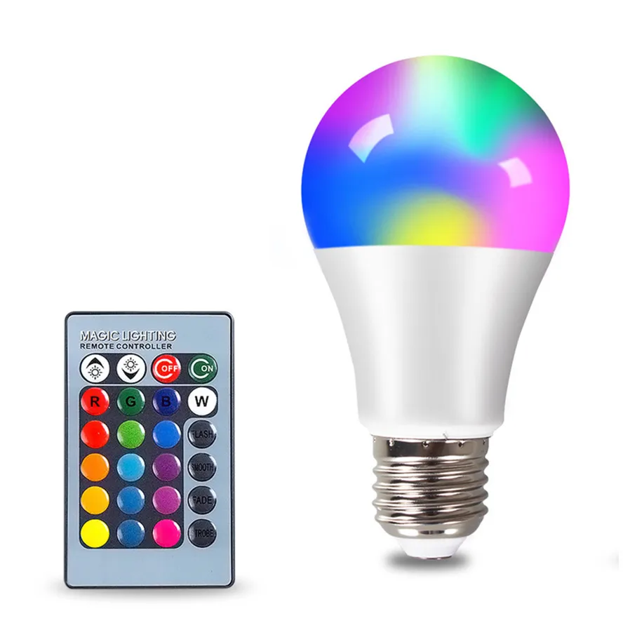 Spotlight Bulb with Remote Control 220V E27 5W 10W 15W IR Remote Control Colorful Smart Dimmable Led RGB Lamp Home Decor