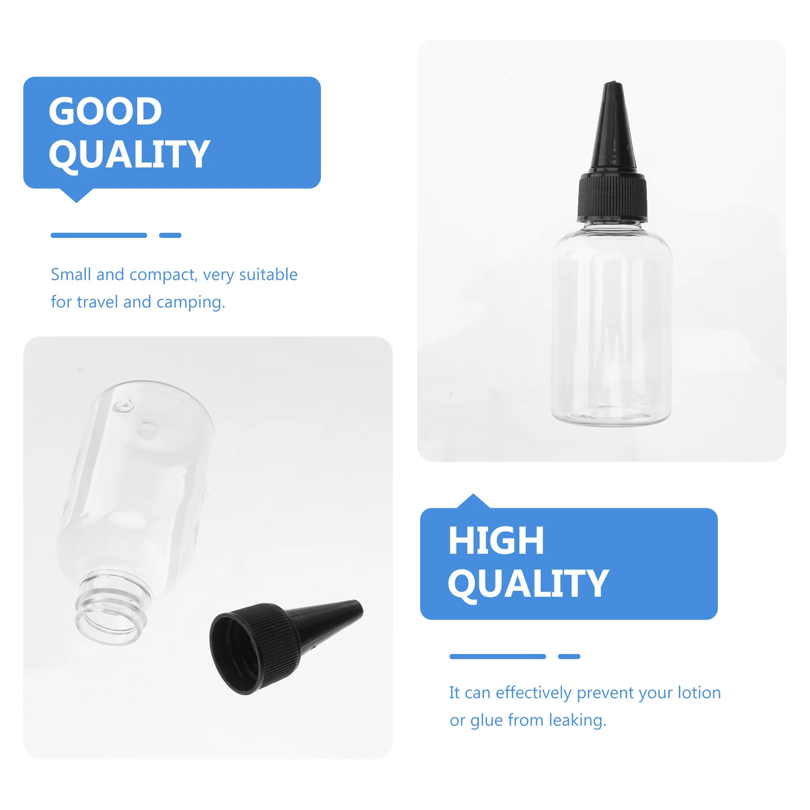 

20Pcs Pointed Mouth Bottles Transparent Squeeze Bottles for Glue Lotion Dispensing 50Ml Plastic Liquid Refillable Travel Camping
