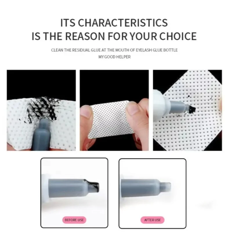 Nail art Fusselfreie Wimpernkleber-Tücher, Papier, Gel, Nagellackentferner, sauberer Monat, Kleberflasche, Wattepads, Schönheitsreinigungswerkzeuge, neu