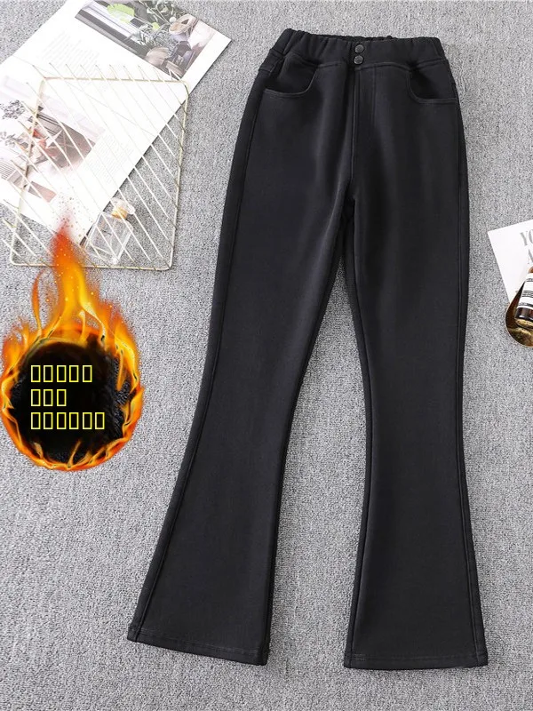 Повседневные брюки Thiened Fce с высокой талией, эластичные утягивающие теплые зимние новые женские повседневные брюки больших размеров Faion