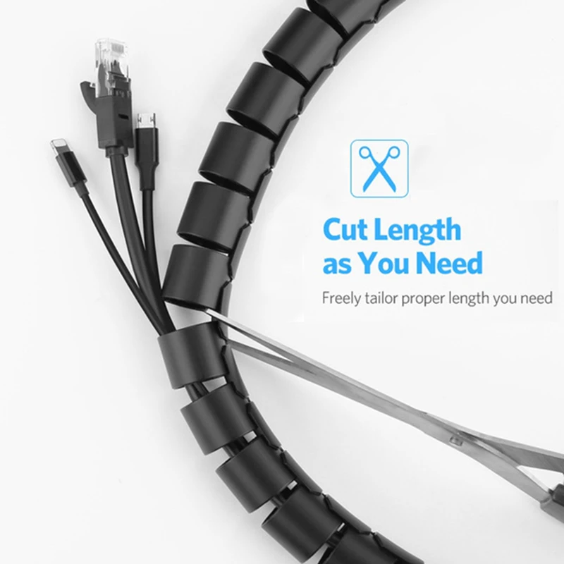 1/2 Meter 8/10/15/20/25 mm Kabel Spiralen Wrap Tidy Cord Wire Banding Loom Storage Organizer PC TV Wire Winding Tube Wire Sleeves – Detail 7