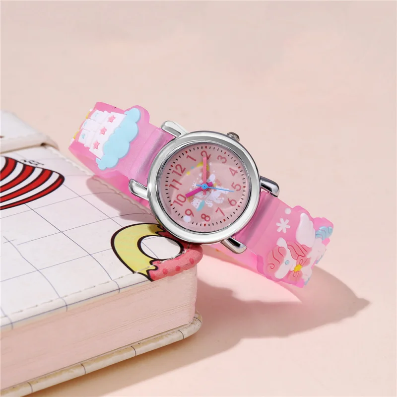 Orologio per bambini con motivo carino Orologio da cartone animato per studentessa con cintura in plastica colorata