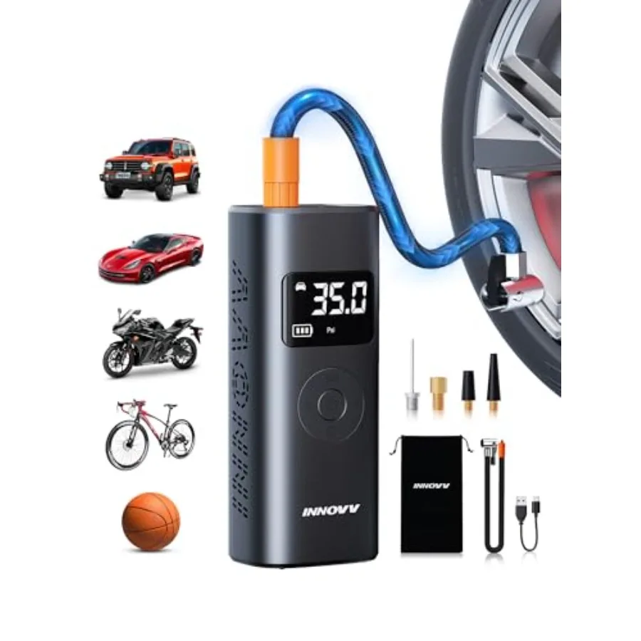 

P1 Aluminum Portable Tire Inflator 150PSI 3X Faster Cordless Air Compressor Auto-Shutoff Electric Tire Pump with Digital Pressu