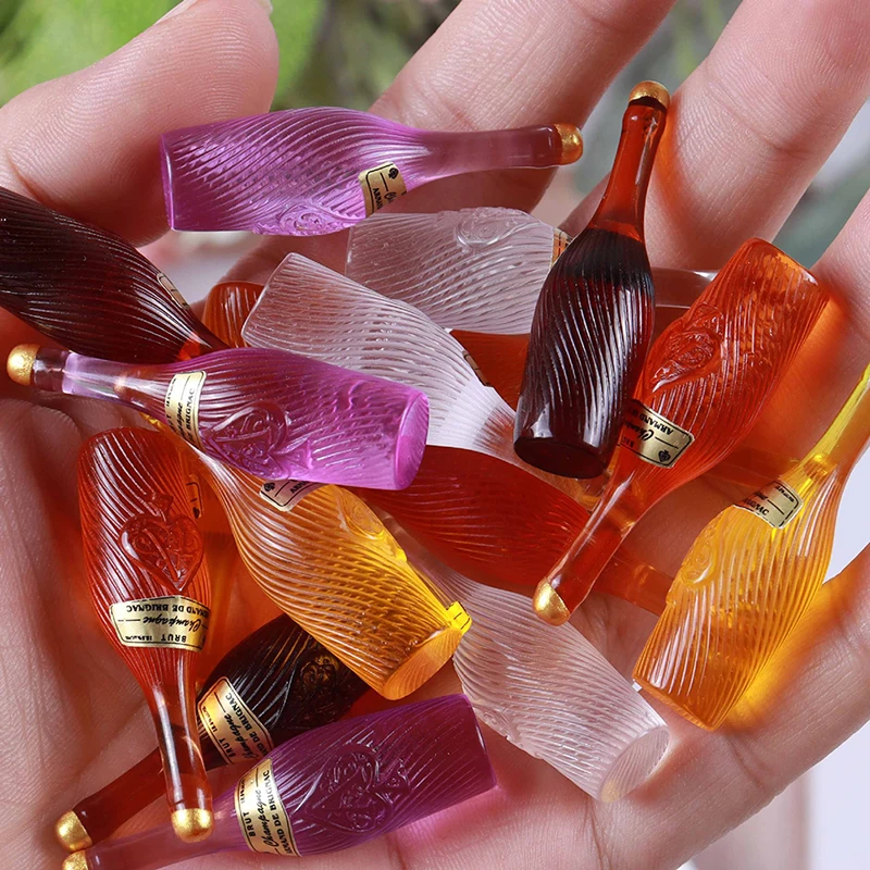 10Pcs Dollhouse Miniature Simulated Foreign Wine Bottle Model DIY Dolls House Scene Decor Accessories