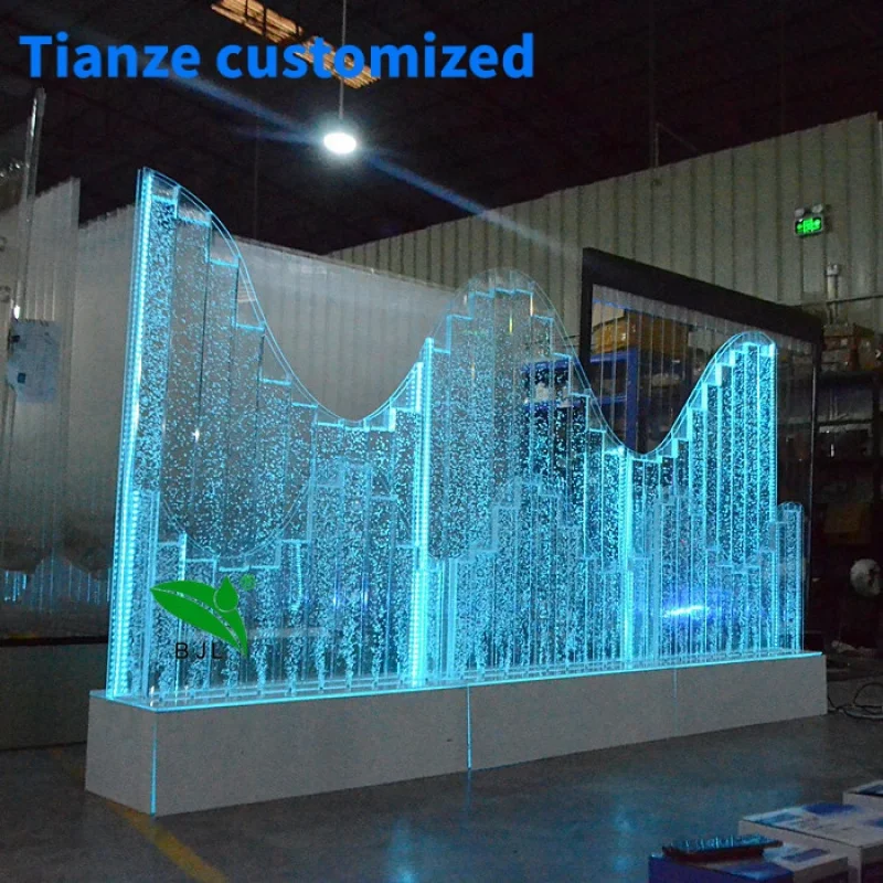 (Customized) hotel lobby wall decoration design customised LED waterfall bubble water wall