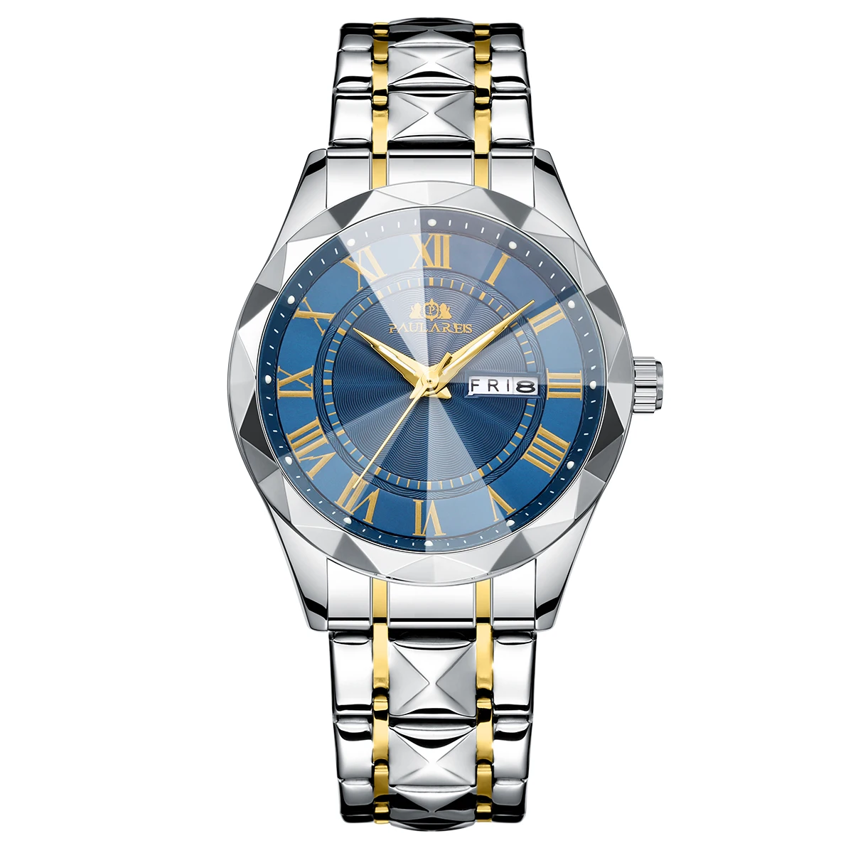 

Роскошные кварцевые часы с люминесцентным покрытием, двойным календарем, бриллиантовой огранкой безеля, из нержавеющей стали, повседневные и деловые, 41 мм, мужские наручные часы