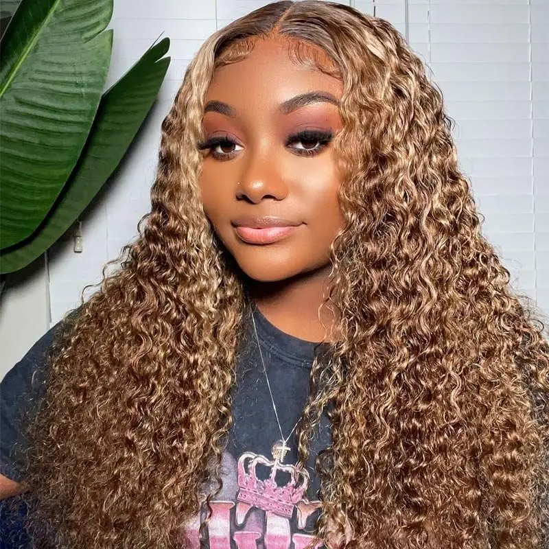 13x6 HD Lace Frontal Wigs 4/27 Colored Human Hair Wig Highlight Human Hair Wig 30 Inch Brazilian Cheap Curly Wigs For Women