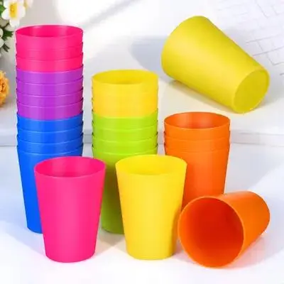 24 Pcs Plastic Cups Reusable Stackable Colorful Drinking Glasses Set Orange Yellow Blue Green Purple Cup Large - view 6