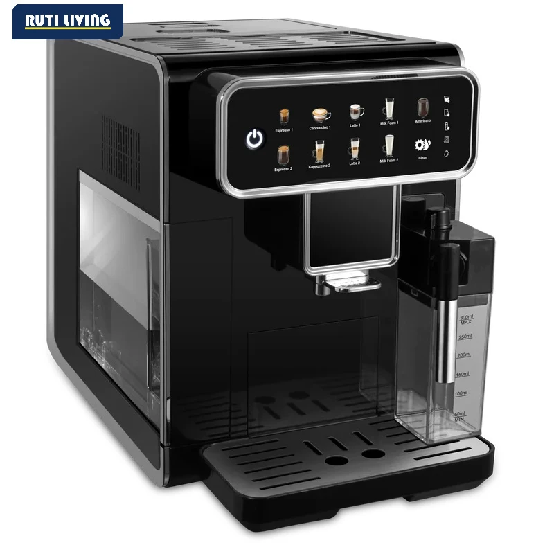 Fully Automatic Stainless Steel Espresso Coffee Maker Machine Household Touch Screen Control with Milk Tank for Hotels