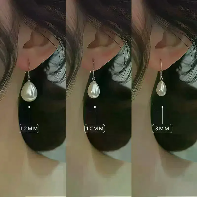 1Pair Teardrop White Pearl Dangle Earrings 3 Size Options For Daily Wear Wedding Parties Occasions