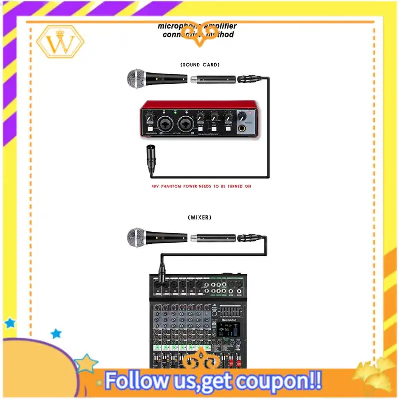 A01K-Динамический микрофонный предусилитель Портативный микрофонный предусилитель Шумоподавление усиления микрофонный предусилитель для концерта