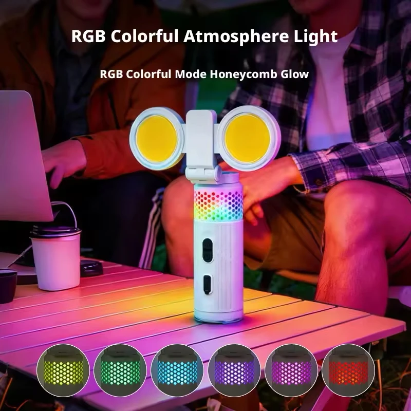 

Multifunctional Outdoor Camping Lamp Colorful Dynamic Atmosphere Type-C Rechargeable Tent Lamp with Magnetic Absorption Portable