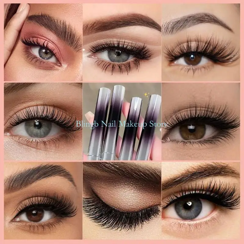 28ta Iron Wand Mascara、新しいブラシレスメタルワンドマスカラブラックウォッシャブルメタルマスカラス、防水性の長持ちするカールリングまつげ