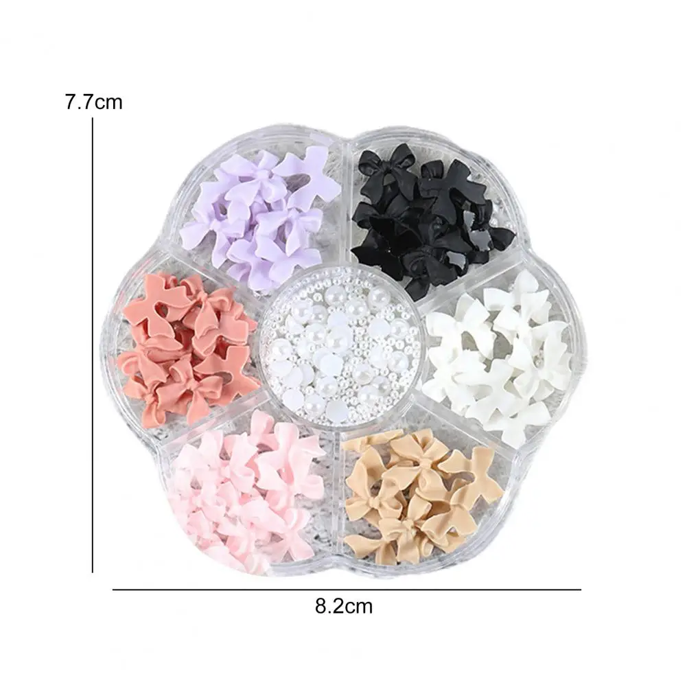 1 Box Nail Bow Charm Stylish 7 Grids Manicure Lollipop Camellia Fake Diamond Manicure Accessories Nail Salon Supply