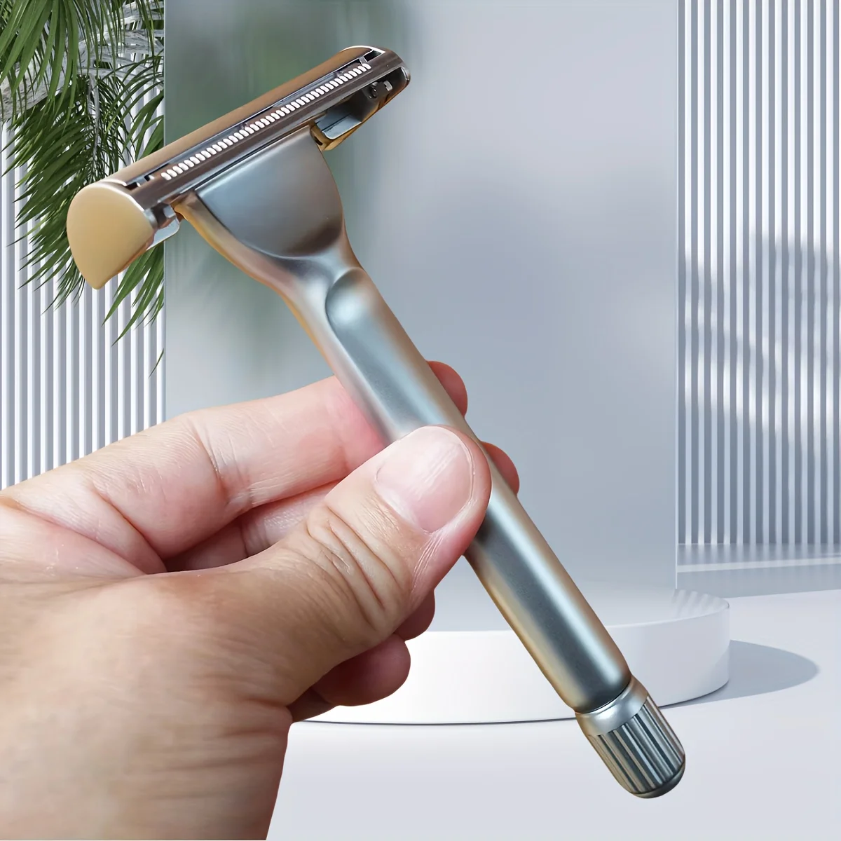 Butterfly Stainless Steel Double Edge Safety Razor Wet Shaving Shaver for Barber Men Women with 10PCS Platinum Blades